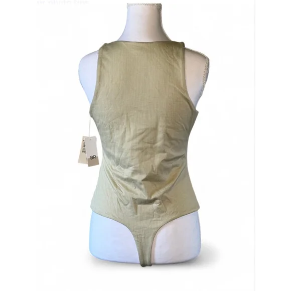 BP NWT Green Foam Ribbed Bodysuit Tank Medium Minimalist Stretch - Picture 2 of 5